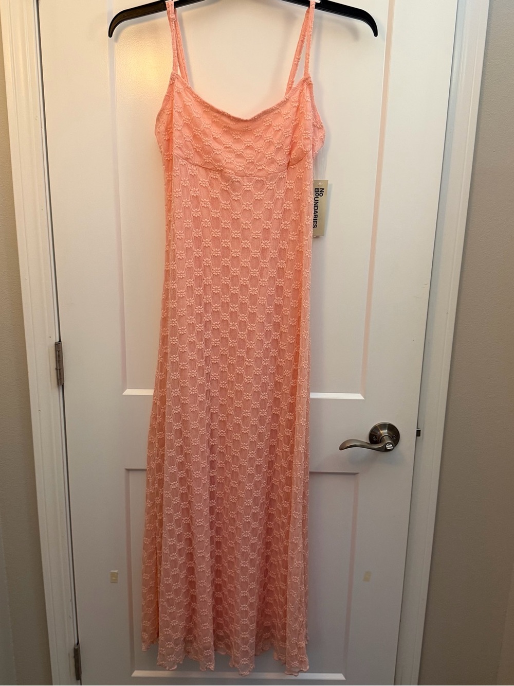 Large No Boundaries Peach Lace Maxi Dress